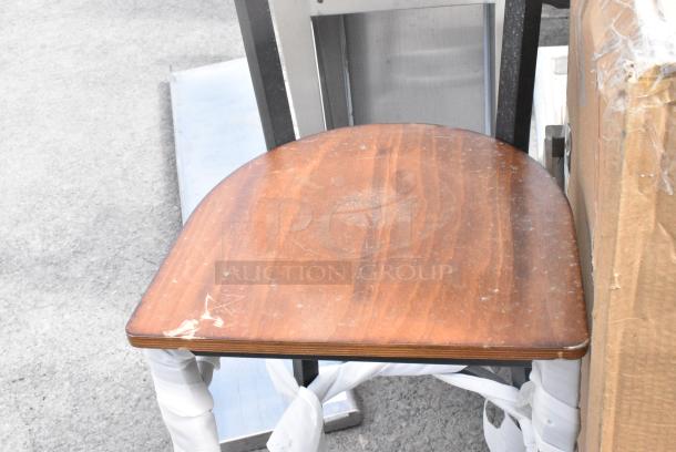 BRAND NEW SCRATCH AND DENT! Black Metal Bar Height Chair w/ Wooden Back Rest and Seat. - Image 2 of 3
