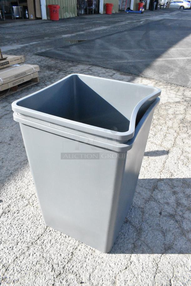 BRAND NEW SCRATCH AND DENT!  Box of 2 Lavex 475SQ35GY 35 Gallon Gray Square Trash Can - Image 4 of 6