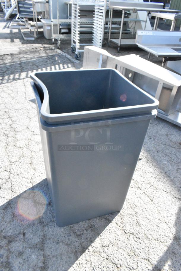 BRAND NEW SCRATCH AND DENT!  Box of 2 Lavex 475SQ35GY 35 Gallon Gray Square Trash Can - Image 5 of 6