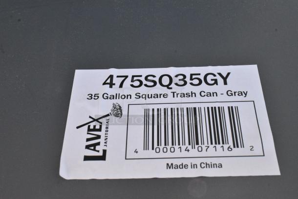 BRAND NEW SCRATCH AND DENT!  Box of 2 Lavex 475SQ35GY 35 Gallon Gray Square Trash Can - Image 6 of 6