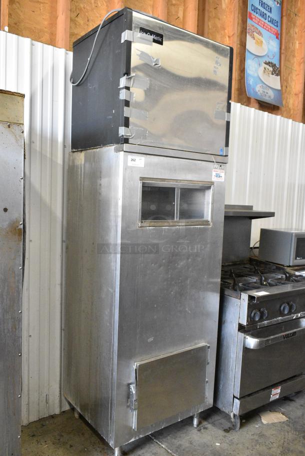 Ice O Matic ICE1006HA4 Stainless Steel Commercial Ice Head on MGR Stainless Steel Ice Bin.  208/230 Volts, 1 Phase. - Image 1 of 5