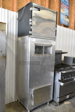 Ice O Matic ICE1006HA4 Stainless Steel Commercial Ice Head on MGR Stainless Steel Ice Bin.  208/230 Volts, 1 Phase.