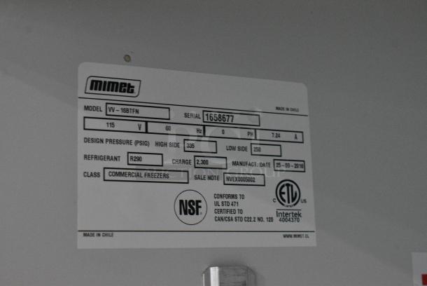 BRAND NEW SCRATCH AND DENT! 2025 Mimet VV-16BTFN Metal Commercial Single Door Reach In Freezer Merchandiser w/ Poly Coated Racks. 115 Volts, 1 Phase. Tested and Working! - Image 5 of 5