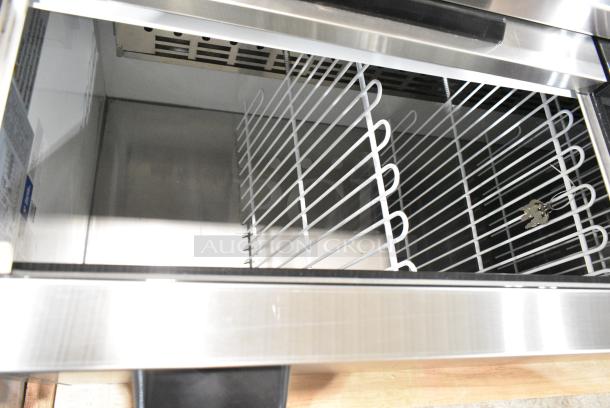 BRAND NEW SCRATCH AND DENT! 2024 Avantco 178HBB80HC Stainless Steel Commercial Back Bar Bottle Cooler w/ 3 Sliding Lids. 115 Volts, 1 Phase. Tested and Working! - Image 5 of 9