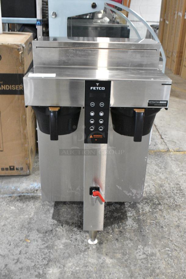 BRAND NEW SCRATCH AND DENT! 2025 Fetco CBS-1252 Plus Series Twin Automatic Digital Coffee Brewer With Plastic Brew Basket w/ Hot Water Dispenser and 2 Poly Brew Baskets. 208/240 Volts, 1 Phase. - Image 1 of 8