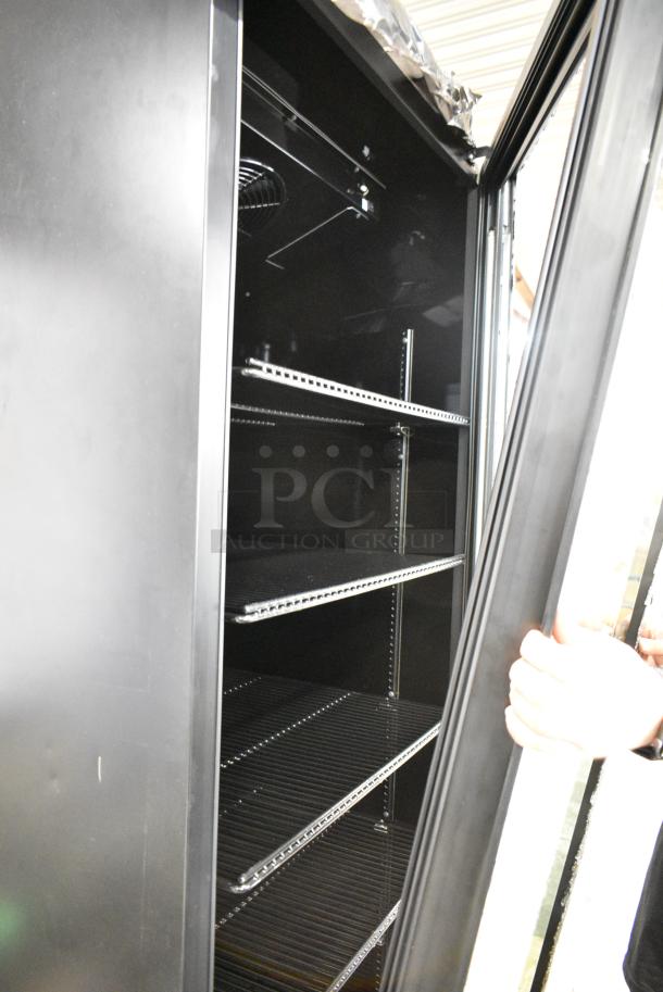 BRAND NEW SCRATCH AND DENT! 2025 True CVM-27-HC Metal Commercial Single Door Reach In Cooler Merchandiser. See Pictures for Broken Glass. 115 Volts, 1 Phase. Tested and Working! - Image 2 of 4