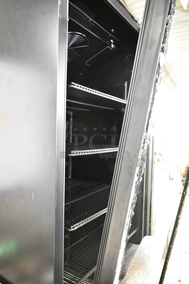 BRAND NEW SCRATCH AND DENT! 2025 True CVM-27-HC Metal Commercial Single Door Reach In Cooler Merchandiser. See Pictures for Broken Glass. 115 Volts, 1 Phase. Tested and Working! - Image 3 of 4