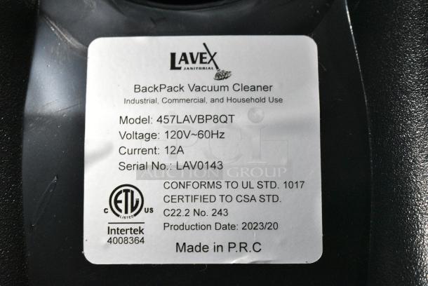 BRAND NEW SCRATCH AND DENT! Lavex 457LAVBP8QT 8 Qt. Backpack Vacuum with HEPA Filtration and 8-Piece Tool Kit. 120 Volts, 1 Phase. - Image 8 of 9