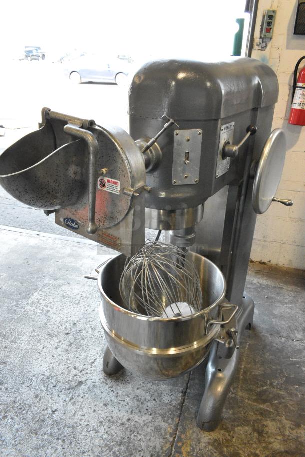 Hobart H-600 Metal Commercial Floor Style 60 Quart Planetary Dough Mixer w/ Stainless Steel Mixing Bowl, Whisk, Dough Hook Attachment and Pelican Head. 115 Volts, 1 Phase. - Image 1 of 10