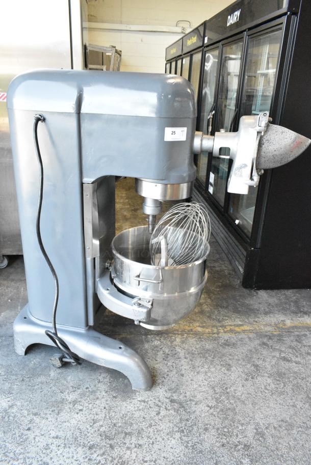 Hobart H-600 Metal Commercial Floor Style 60 Quart Planetary Dough Mixer w/ Stainless Steel Mixing Bowl, Whisk, Dough Hook Attachment and Pelican Head. 115 Volts, 1 Phase. - Image 3 of 10