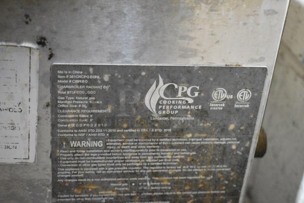 2020 Cooking Performance Group CPG 351CRCPG60NL Stainless Steel Commercial Countertop Natural Gas Powered Charbroiler Grill. 200,000 BTU. - Image 8 of 8