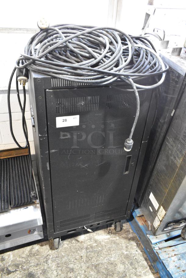 Black Metal AV Cabinet on Commercial Casters. - Image 1 of 8