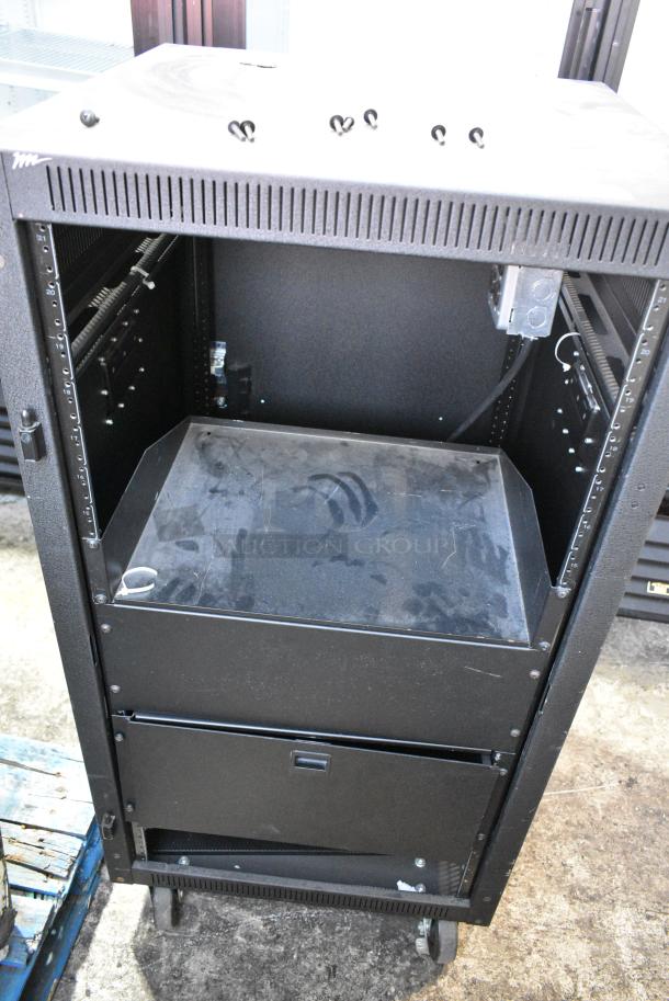 Black Metal AV Cabinet on Commercial Casters. - Image 6 of 8