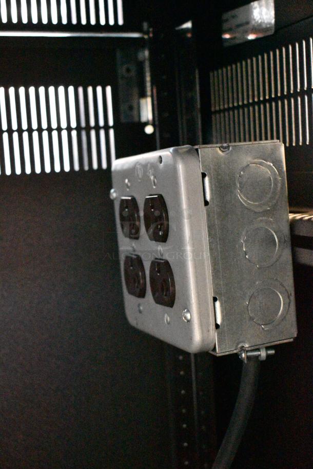 Black Metal AV Cabinet on Commercial Casters. - Image 7 of 8