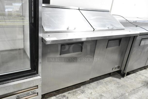 True TSSU-60-24M-B-ST Stainless Steel Commercial Sandwich Salad Prep Table Mega Top Bain Marie on Commercial Casters. 115 Volts, 1 Phase. Tested and Working! - Image 1 of 10