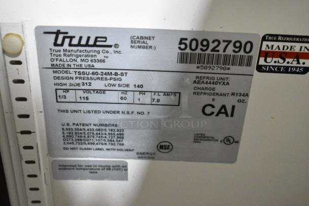 True TSSU-60-24M-B-ST Stainless Steel Commercial Sandwich Salad Prep Table Mega Top Bain Marie on Commercial Casters. 115 Volts, 1 Phase. Tested and Working! - Image 10 of 10