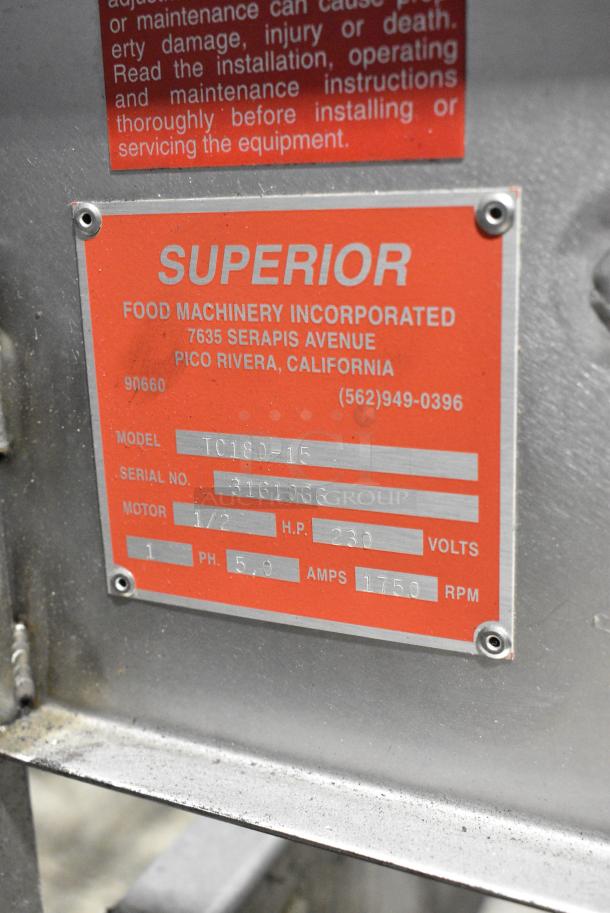 Superior TC180-15 Metal Commercial Curved Conveyor Belt. 230 Volts, 1 Phase. - Image 8 of 8