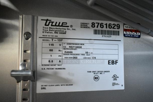 2016 True T-19F Stainless Steel Commercial Single Door Reach In Freezer w/ Poly Coated Racks on Commercial Casters. 115 Volts, 1 Phase. Tested and Working! - Image 6 of 6