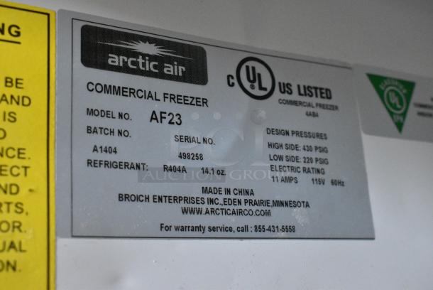 Arctic Air AF23 Stainless Steel Commercial Single Door Reach In Freezer w/ Poly Coated Racks on Commercial Casters. 115 Volts, 1 Phase. Tested and Powers On But Does Not Get Cold - Image 5 of 5