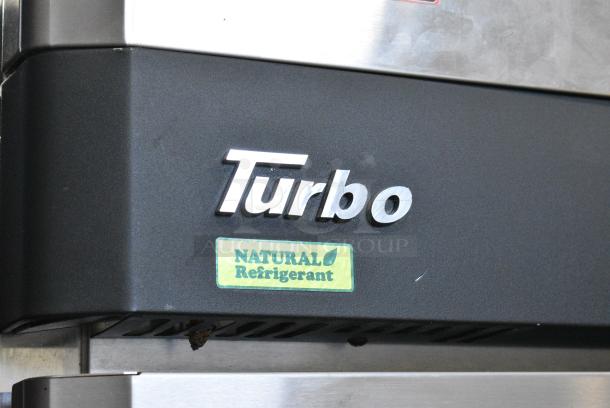 Turbo Air M3RF19-2-N Stainless Steel Commercial 2 Half Size Door Reach In Cooler and Freezer w/ Poly Coated Racks on Commercial Casters. 115 Volts, 1 Phase. Tested and Working! - Image 3 of 9