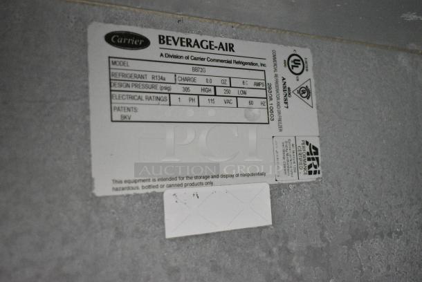 Beverage Air BB72G Metal Commercial 3 Door Back Bar Cooler Merchandiser on Commercial Casters. 115 Volts, 1 Phase. Tested and Working! - Image 10 of 13
