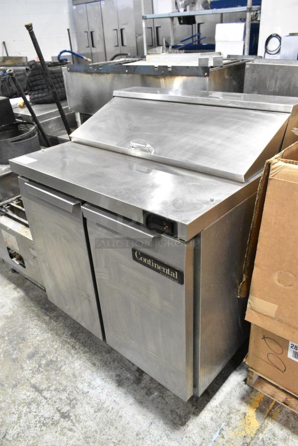 Continental SW36-10 Stainless Steel Commercial Sandwich Salad Prep Table Bain Marie Mega Top on Commercial Casters. 115 Volts, 1 Phase. Tested and Working! - Image 1 of 9