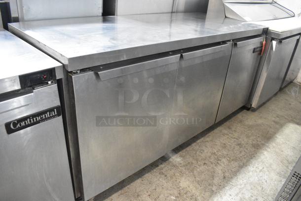 2017 Continental SW72 Stainless Steel Commercial 3 Door Work Top Cooler on Commercial Casters. 115 Volts, 1 Phase. Tested and Working! - Image 2 of 11