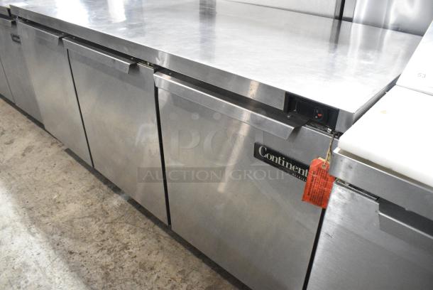2017 Continental SW72 Stainless Steel Commercial 3 Door Work Top Cooler on Commercial Casters. 115 Volts, 1 Phase. Tested and Working! - Image 3 of 11