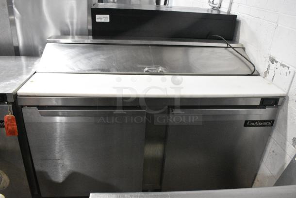 2017 Continental SW60-16 Stainless Steel Commercial Sandwich Salad Prep Table Bain Marie Mega Top on Commercial Casters. 115 Volts, 1 Phase. Tested and Working! - Image 1 of 9