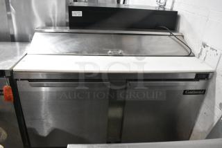 2017 Continental SW60-16 Stainless Steel Commercial Sandwich Salad Prep Table Bain Marie Mega Top on Commercial Casters. 115 Volts, 1 Phase. Tested and Working!