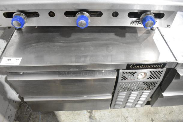 2017 Continental Stainless Steel Commercial 2 Drawer Chef Base on Commercial Casters. 115 Volts, 1 Phase. Tested and Working! - Image 1 of 7