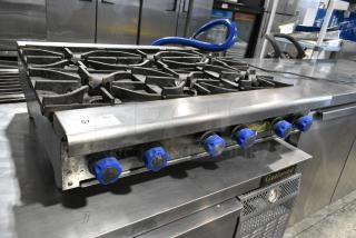 Imperial IR-6-36 Stainless Steel Commercial Countertop Natural Gas Powered 6 Burner Range.