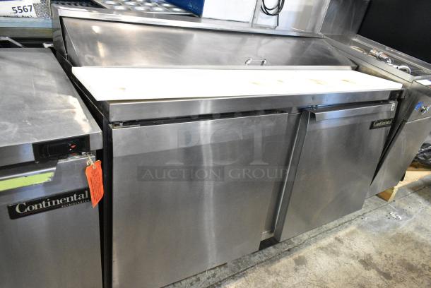 2017 Continental SW60-16 Stainless Steel Commercial Sandwich Salad Prep Table Bain Marie Mega Top on Commercial Casters. 115 Volts, 1 Phase. Tested and Working! - Image 1 of 9