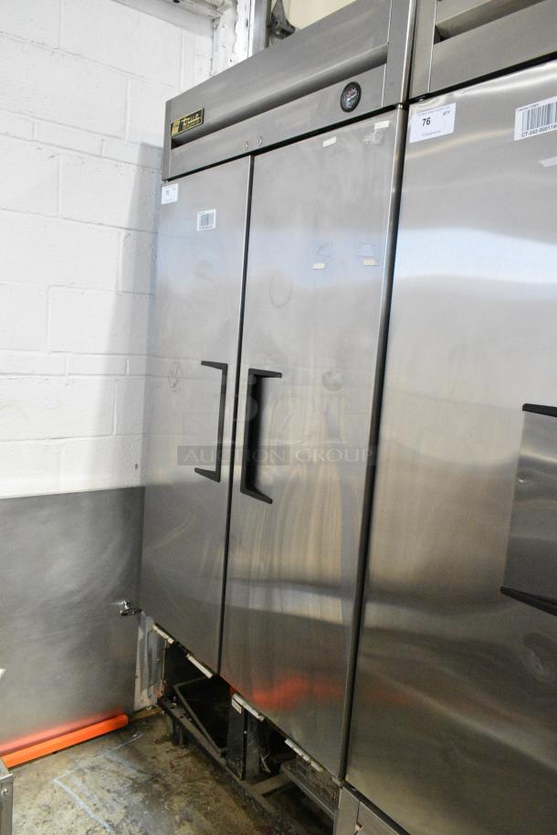 True T-35 Stainless Steel Commercial 2 Door Reach In Cooler w/ Poly Coated Racks on Commercial Casters. 115 Volts, 1 Phase. Tested and Working! - Image 1 of 7