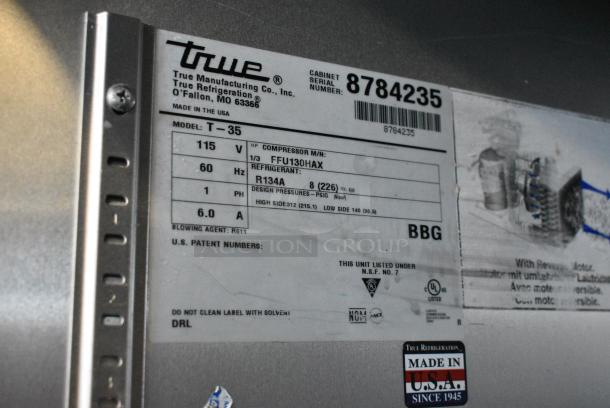 True T-35 Stainless Steel Commercial 2 Door Reach In Cooler w/ Poly Coated Racks on Commercial Casters. 115 Volts, 1 Phase. Tested and Working! - Image 7 of 7