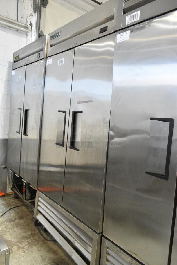 2021 True T-35-HC Stainless Steel Commercial 2 Door Reach In Cooler w/ Poly Coated Racks on Commercial Casters. 115 Volts, 1 Phase. Tested and Working! - Image 1 of 10
