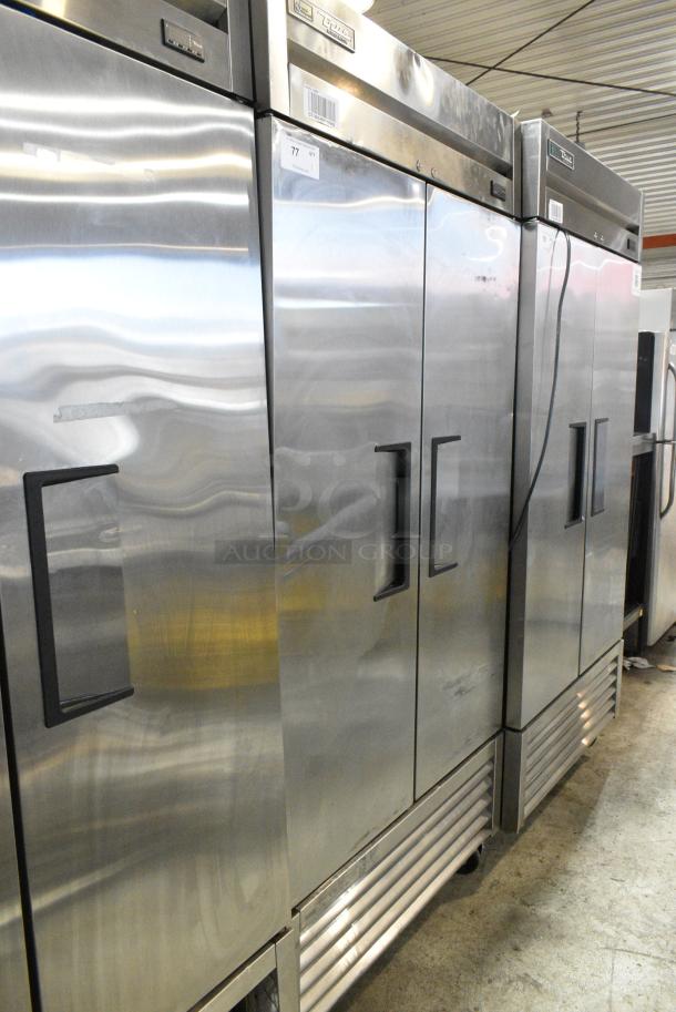 2022 True T-35-HC Stainless Steel Commercial 2 Door Reach In Cooler w/ Poly Coated Racks on Commercial Casters. 115 Volts, 1 Phase. Tested and Working! - Image 2 of 7