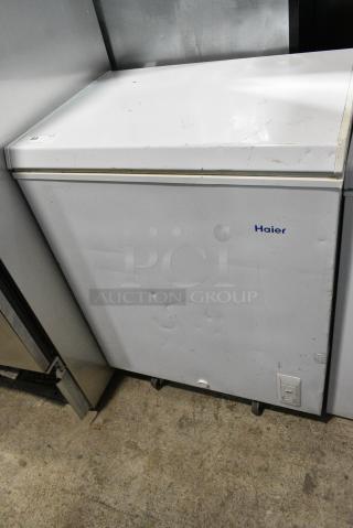 Haier HCM050EC Metal Chest Freezer w/ Hinge Lid on Commercial Casters. 115 Volts, 1 Phase. Tested and Working!