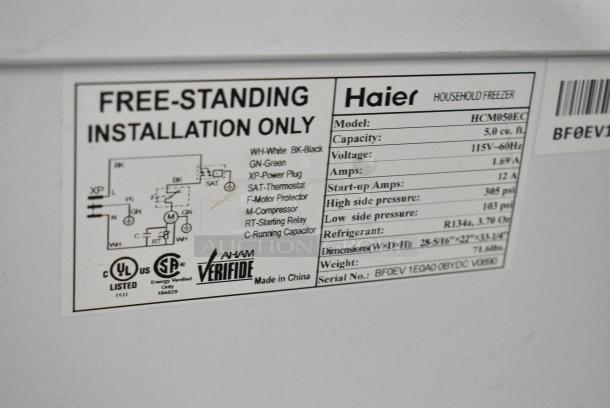 Haier HCM050EC Metal Chest Freezer w/ Hinge Lid on Commercial Casters. 115 Volts, 1 Phase. Tested and Working! - Image 7 of 7
