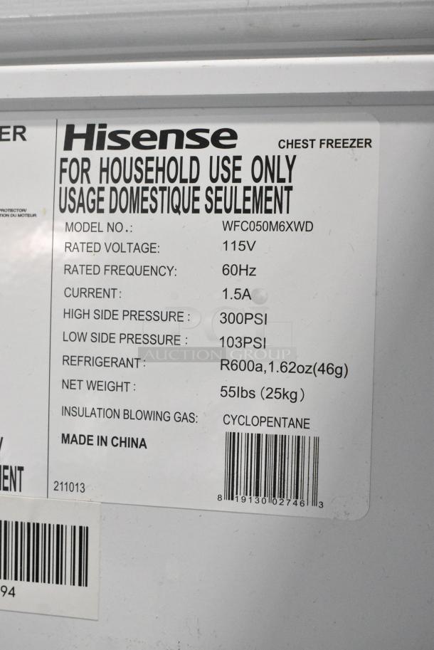 Hisense WFC050M6XWD Metal Chest Freezer w/ Hinge Lid. 115 Volts, 1 Phase. Tested and Working! - Image 6 of 7