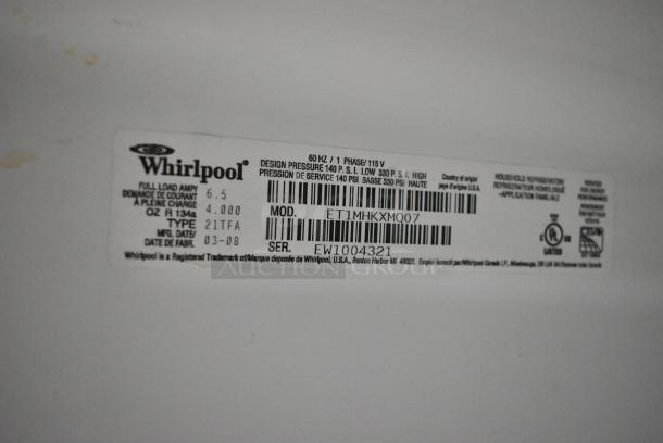 Whirlpool ET1MHKXMQ07 Metal Cooler w/ Freezer. 115 Volts, 1 Phase. Tested and Working! - Image 8 of 8