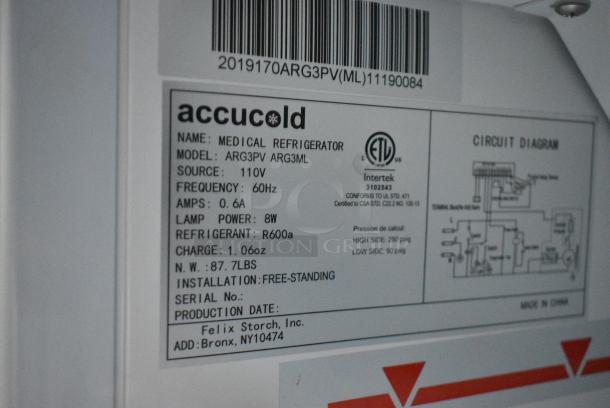 Accucold ARG3PV Metal Mini Cooler Merchandiser. 115 Volts, 1 Phase. Tested and Powers On But Does Not Get Cold - Image 6 of 7