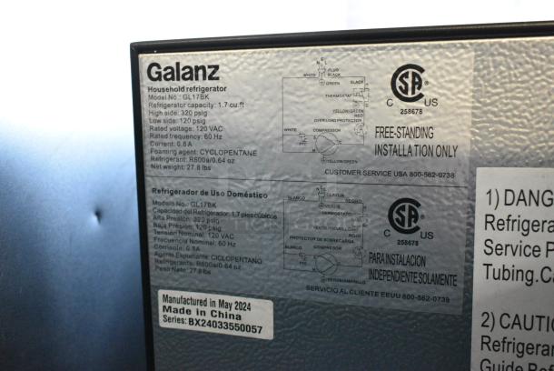 Galanz GL17BK Mini Cooler. 115 Volts, 1 Phase. Tested and Working! - Image 6 of 7