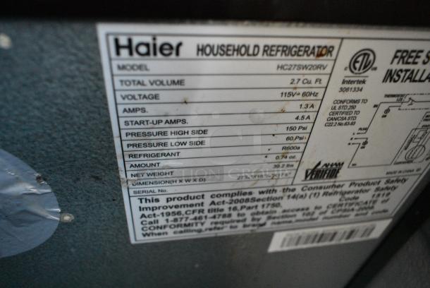 Haier HC27SW20RV Mini Cooler. 115 Volts, 1 Phase. Tested and Working! - Image 5 of 5