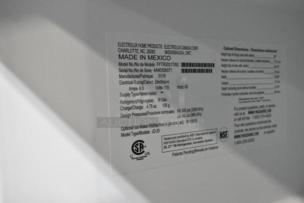 Electrolux FFTR2021TW2 Cooler w/ Freezer. 115 Volts, 1 Phase. Tested and Working! - Image 7 of 7