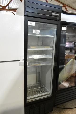 2019 Habco SE18 Metal Commercial Single Door Reach In Cooler Merchandiser w/ Poly Coated Racks. 115 Volts, 1 Phase. Tested and Working!