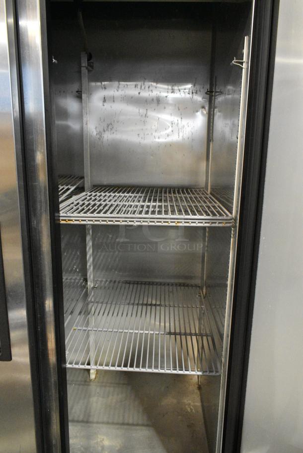 True T-35 Stainless Steel Commercial 2 Door Reach In Cooler w/ Poly Coated Racks on Commercial Casters. 115 Volts, 1 Phase. Tested and Working! - Image 5 of 6