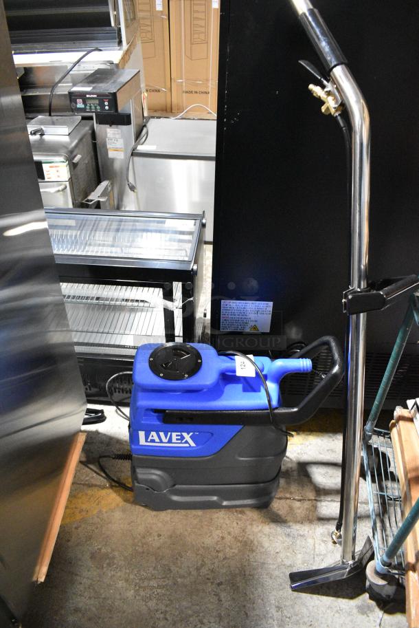 BRAND NEW SCRATCH AND DENT! Lavex 2-Stage Heated Spot Extractor with 15' Vacuum and Solution Hoses and 4" Stainless Steel Upholstery Tool - 3 Gallon, 55 PSI, 115 Volts, 1 Phase. Tested and Powers On But Parts Do Not Move - Image 1 of 13