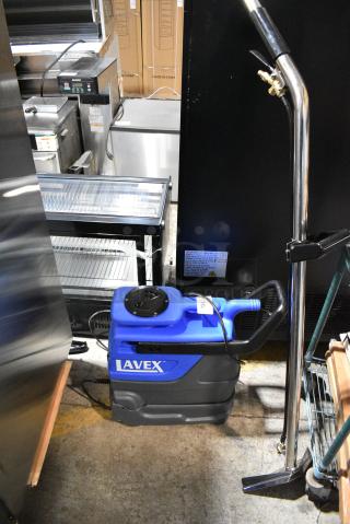 BRAND NEW SCRATCH AND DENT! Lavex 2-Stage Heated Spot Extractor with 15' Vacuum and Solution Hoses and 4" Stainless Steel Upholstery Tool - 3 Gallon, 55 PSI, 115 Volts, 1 Phase. Tested and Powers On But Parts Do Not Move