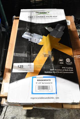 BRAND NEW SCRATCH AND DENT! Regency 600GKM3472 72" Mobile Gas Connector Hose Kit with 2 Elbows, Full Port Valve, Restraining Device, and Quick Disconnect - 3/4"